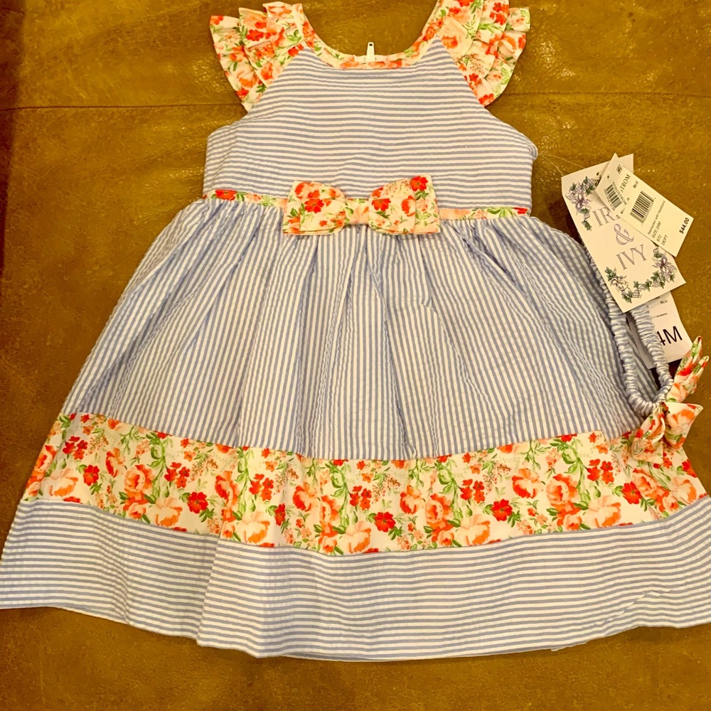Girl seersucker with headband and bloomers